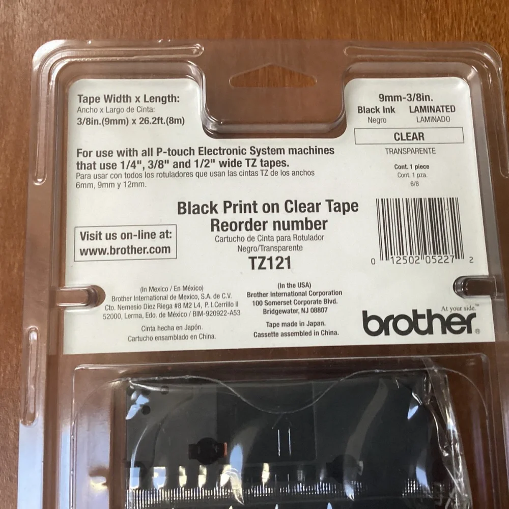 Brother TZ-121 P-touch Electronic Labeling System 3/8” width (9mm)